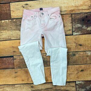GAP True Skinny Ankle Jeans Size 26 Waist Ombre Pink White Gradient 256515